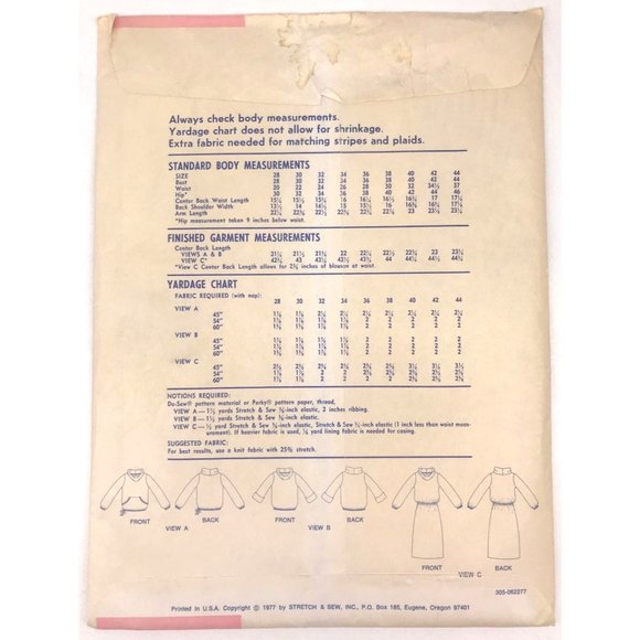 UNCUT Vintage Sewing PATTERN Stretch and Sew 305 by Ann Person, Ladies 1977 Cowl - Picture 2 of 2